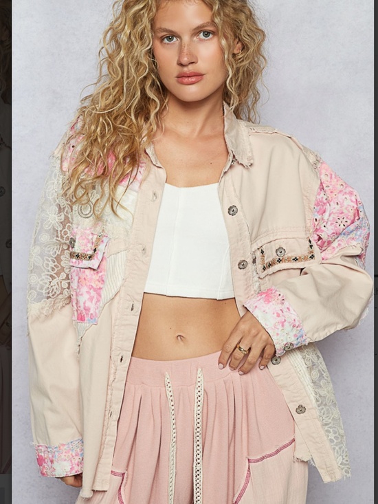 POL Jackets & Blazers - 🎉 POL “ ANGIE ” POL TWILL JACKET SHACKET WITH CROCHET DETAIL